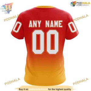 Custom Retro Gradient Design NHL Calgary Flames Hoodie 3D Sweatshirt 4