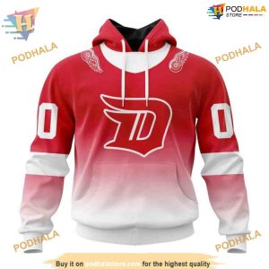 Custom Retro Gradient Design NHL Detroit Red Wings Hoodie 3D 1