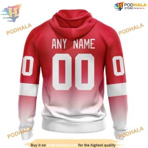 Custom Retro Gradient Design NHL Detroit Red Wings Hoodie 3D 2