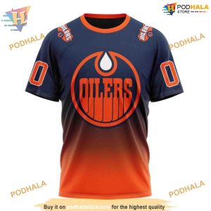 Custom Retro Gradient Design NHL Edmonton Oilers Hoodie 3D 3