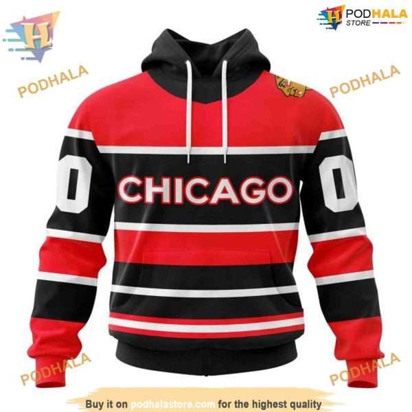 Custom Reverse Retro 2023 NHL Chicago Blackhawks Hoodie 3D Podhalastore