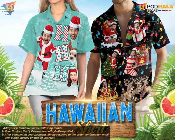 Custom Santa Claus Hawaiian Shirt, Personalized Christmas Shirt for Men Women