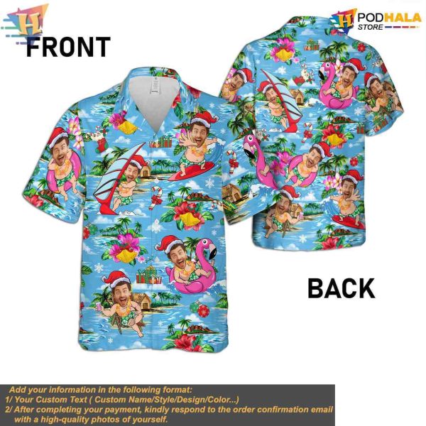 Custom Santa Claus Hawaiian Shirt, Personalized Christmas Shirt for Men Women