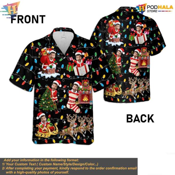 Custom Santa Claus Hawaiian Shirt, Personalized Christmas Shirt for Men Women