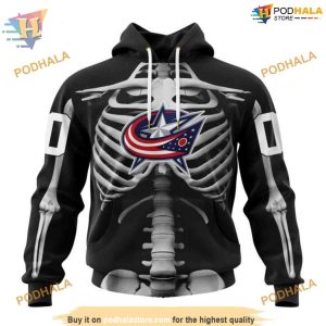 Custom Skeleton Costume For Halloween NHL Columbus Blue Jackets Hoodie 3D 1