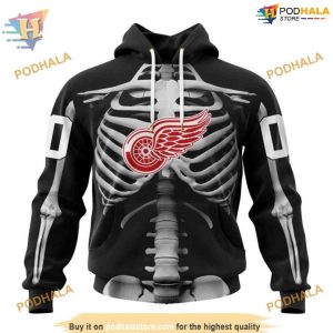 Custom Skeleton Costume For Halloween NHL Detroit Red Wings Hoodie 3D 1