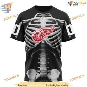 Custom Skeleton Costume For Halloween NHL Detroit Red Wings Hoodie 3D 3