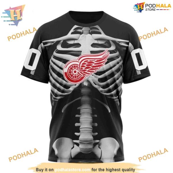 Custom Skeleton Costume For Halloween NHL Detroit Red Wings Hoodie 3D