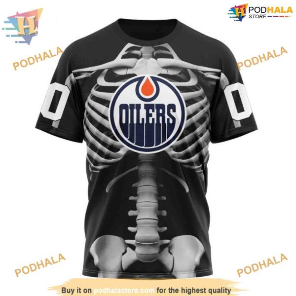 Custom Skeleton Costume For Halloween NHL Edmonton Oilers Hoodie 3D
