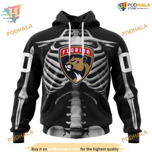 Custom Skeleton Costume For Halloween NHL Florida Panthers Hoodie 3D 1