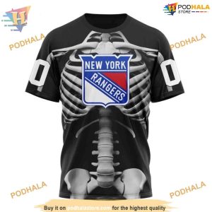 Custom Skeleton Costume For Halloween NHL New York Rangers Hoodie 3D 3
