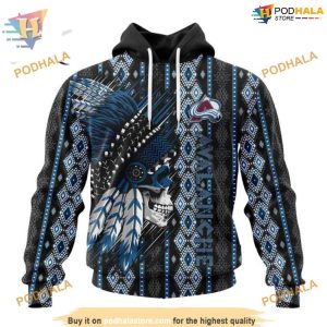 Custom Skull Native Design NHL Colorado Avalanche Hoodie 3D Sweatshirt 1