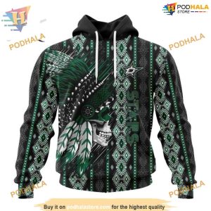 Custom Skull Native Design NHL Dallas Stars Hoodie 3D Shirt 1
