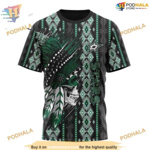 Custom Skull Native Design NHL Dallas Stars Hoodie 3D Shirt 3