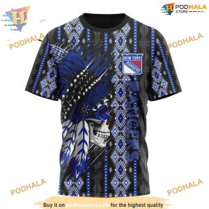 Custom Skull Native Design NHL New York Rangers Hoodie 3D 3