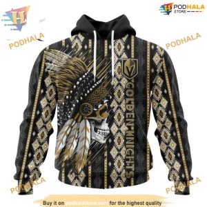 Custom Skull Native Design NHL Vegas Golden Knights Hoodie 3D Shirt 1