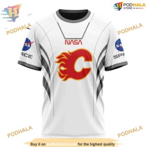Custom Space Force NASA Astronaut Design NHL Calgary Flames Hoodie 3D 3