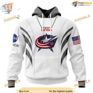 Custom Space Force NASA Astronaut Design NHL Columbus Blue Jackets Hoodie 3D 1