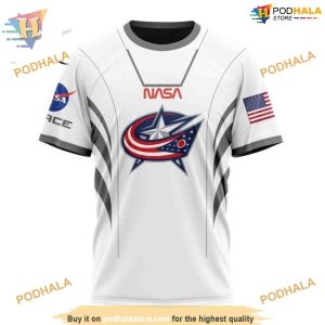Custom Space Force NASA Astronaut Design NHL Columbus Blue Jackets Hoodie 3D 3