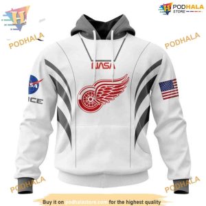 Custom Space Force NASA Astronaut Design NHL Detroit Red Wings Hoodie 3D 1