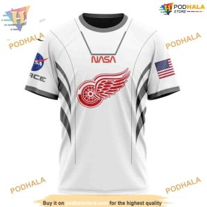 Custom Space Force NASA Astronaut Design NHL Detroit Red Wings Hoodie 3D 3