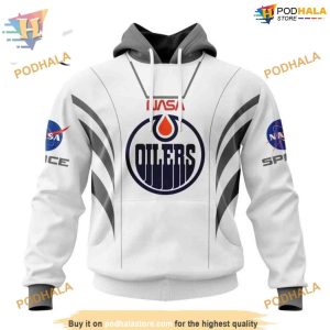 Custom Space Force NASA Astronaut Design NHL Edmonton Oilers Hoodie 3D 1
