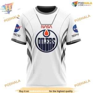 Custom Space Force NASA Astronaut Design NHL Edmonton Oilers Hoodie 3D 3