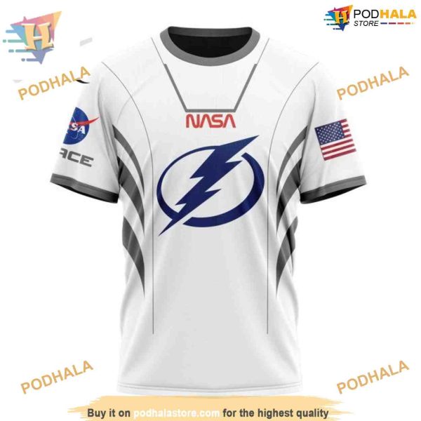 Custom Space Force NASA Astronaut Design NHL Tampa Bay Lightning Hoodie 3D