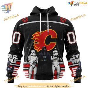 Custom Star Wars Design May The 4th Be With You NHL Calgary Flames Hoodie 3D 1