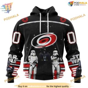 Custom Star Wars Design May The 4th Be With You NHL Carolina Hurricanes Hoodie 3D 1