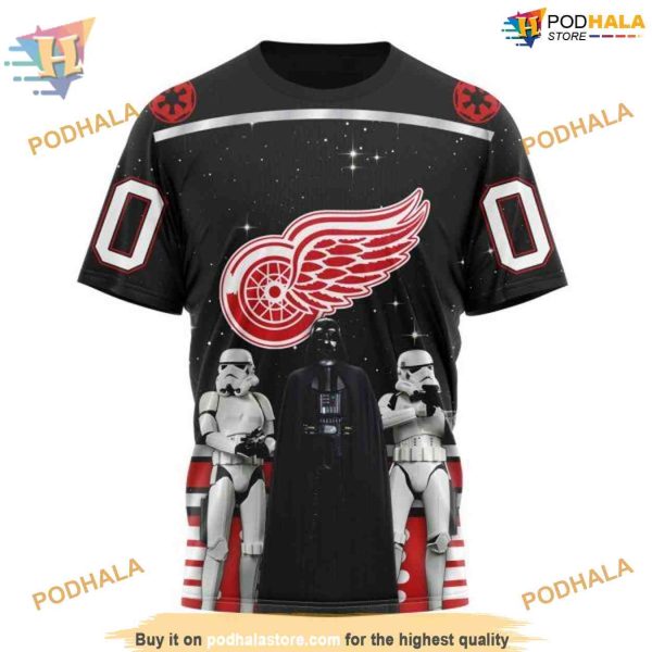 Custom Star Wars Design May The 4th Be With You NHL Detroit Red Wings Hoodie 3D