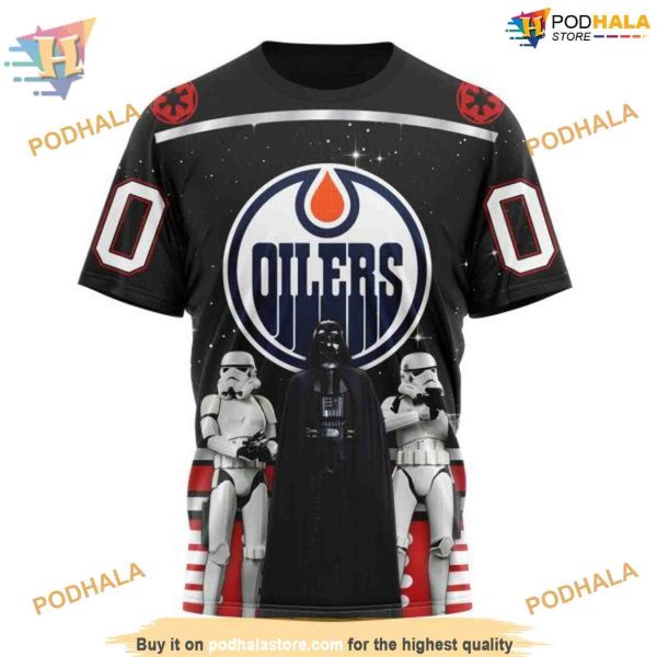 Custom Star Wars Design May The 4th Be With You NHL Edmonton Oilers Hoodie 3D
