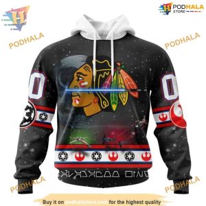 Custom Star Wars Design NHL Chicago Blackhawks Hoodie 3D 1