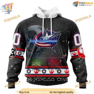 Custom Star Wars Design NHL Columbus Blue Jackets Hoodie 3D 1
