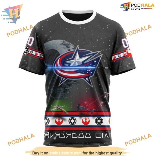 Custom Star Wars Design NHL Columbus Blue Jackets Hoodie 3D