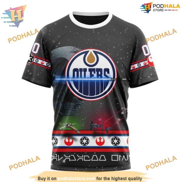 Custom Star Wars Design NHL Edmonton Oilers Hoodie 3D