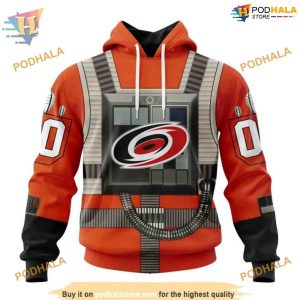 Custom Star Wars Rebel Pilot Design NHL Carolina Hurricanes Hoodie 3D 1