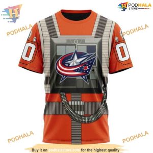 Custom Star Wars Rebel Pilot Design NHL Columbus Blue Jackets Hoodie 3D 3