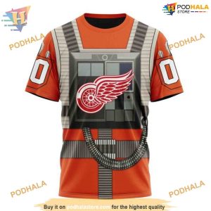 Custom Star Wars Rebel Pilot Design NHL Detroit Red Wings Hoodie 3D 3