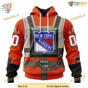 Custom Star Wars Rebel Pilot Design NHL New York Rangers Hoodie 3D 1