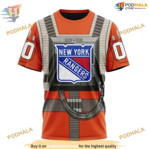 Custom Star Wars Rebel Pilot Design NHL New York Rangers Hoodie 3D 3