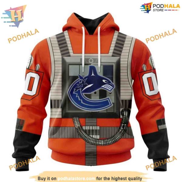 Custom Star Wars Rebel Pilot Design NHL Vancouver Canucks Hoodie 3D