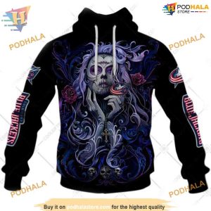 Custom Tattoo Girl Artwork 2023 Unisex NHL Columbus Blue Jackets Hoodie 3D 1