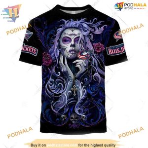 Custom Tattoo Girl Artwork 2023 Unisex NHL Columbus Blue Jackets Hoodie 3D 2