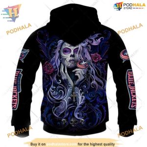 Custom Tattoo Girl Artwork 2023 Unisex NHL Columbus Blue Jackets Hoodie 3D 3
