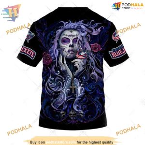 Custom Tattoo Girl Artwork 2023 Unisex NHL Columbus Blue Jackets Hoodie 3D 4
