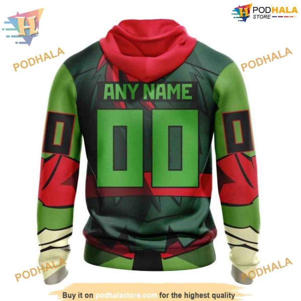 Custom Teenage Mutant Ninja Turtles Design NHL Carolina Hurricanes Hoodie 3D