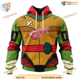 Custom Teenage Mutant Ninja Turtles Design NHL Detroit Red Wings Hoodie 3D 1