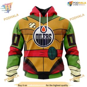 Custom Teenage Mutant Ninja Turtles Design NHL Edmonton Oilers Hoodie 3D 1
