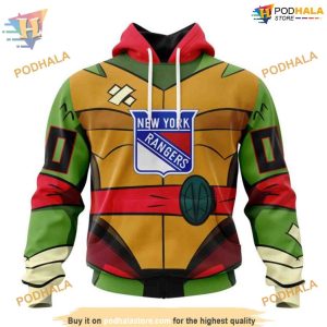 Custom Teenage Mutant Ninja Turtles Design NHL New York Rangers Hoodie 3D 1
